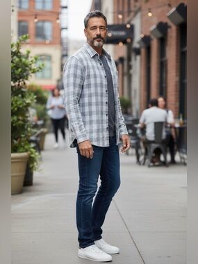 3/$18 Flag & Anthem Men's Blue Plaid Shirt- Stitchfix Purchase- Mens L